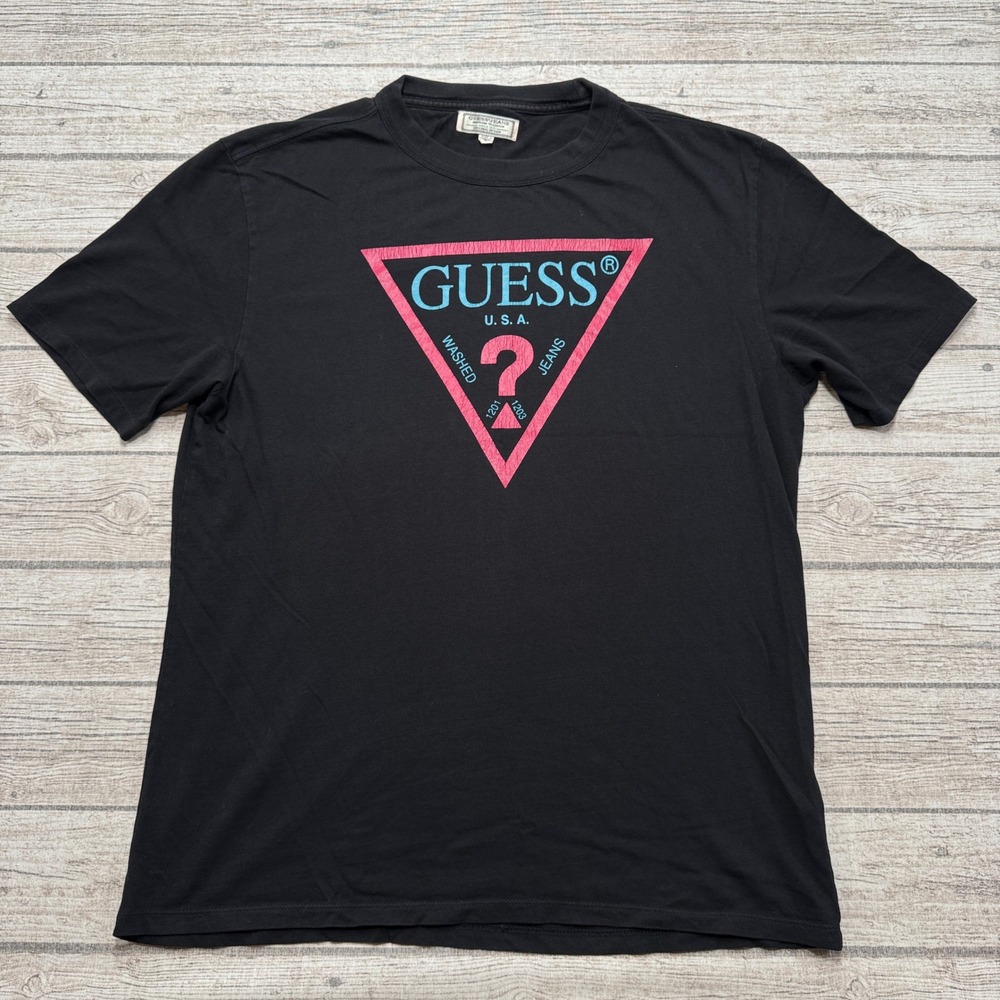 Guess Originals T-Shirt Men's Medium Black Athletic Short Sleeve Cotton Preppy